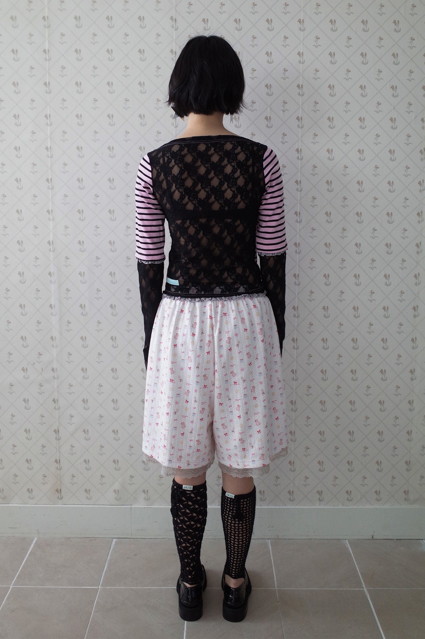 Collaged Stripe Star Top (Black)