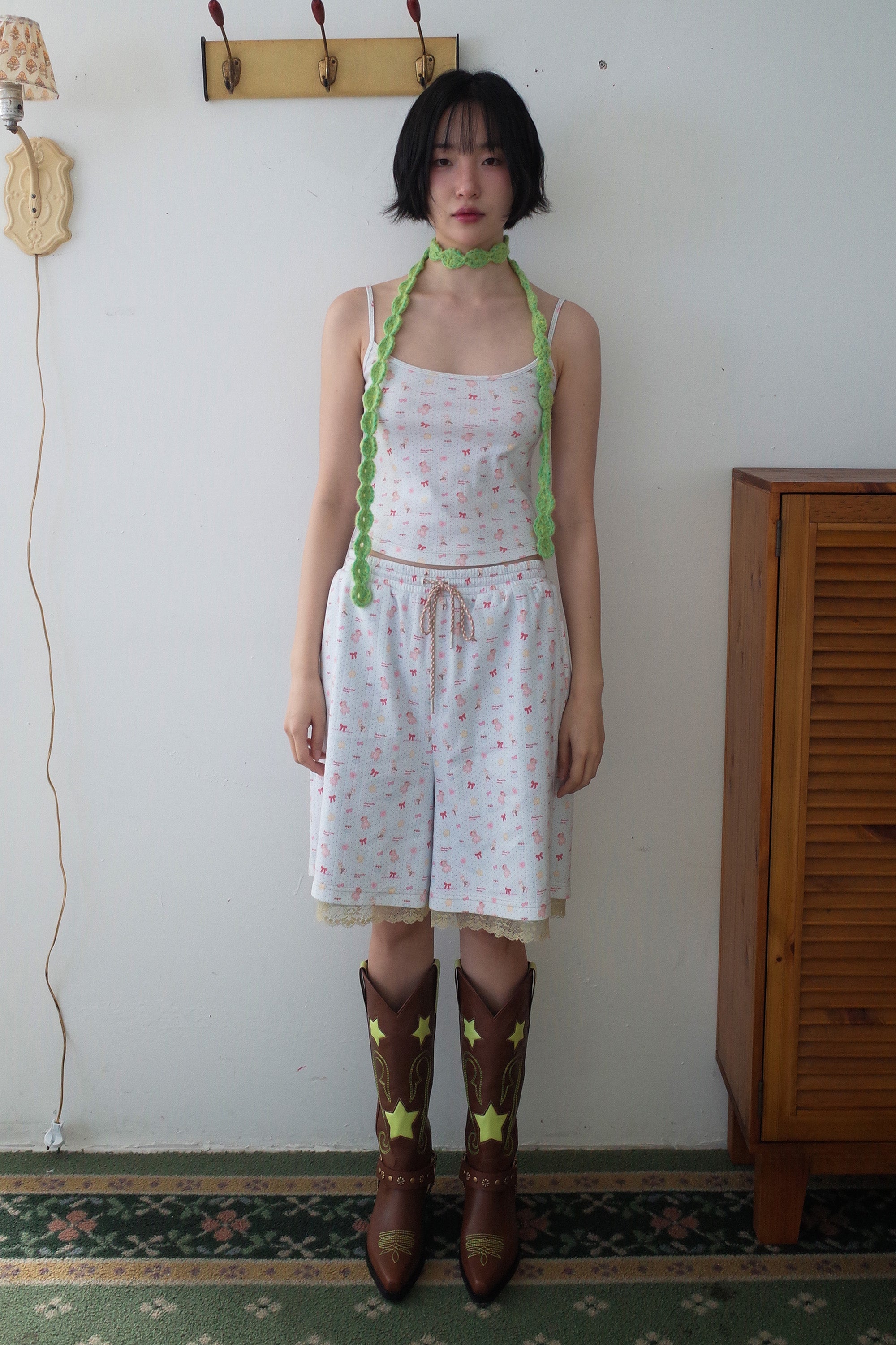 [12월 중순 출고]Teddy bear lace shorts blue