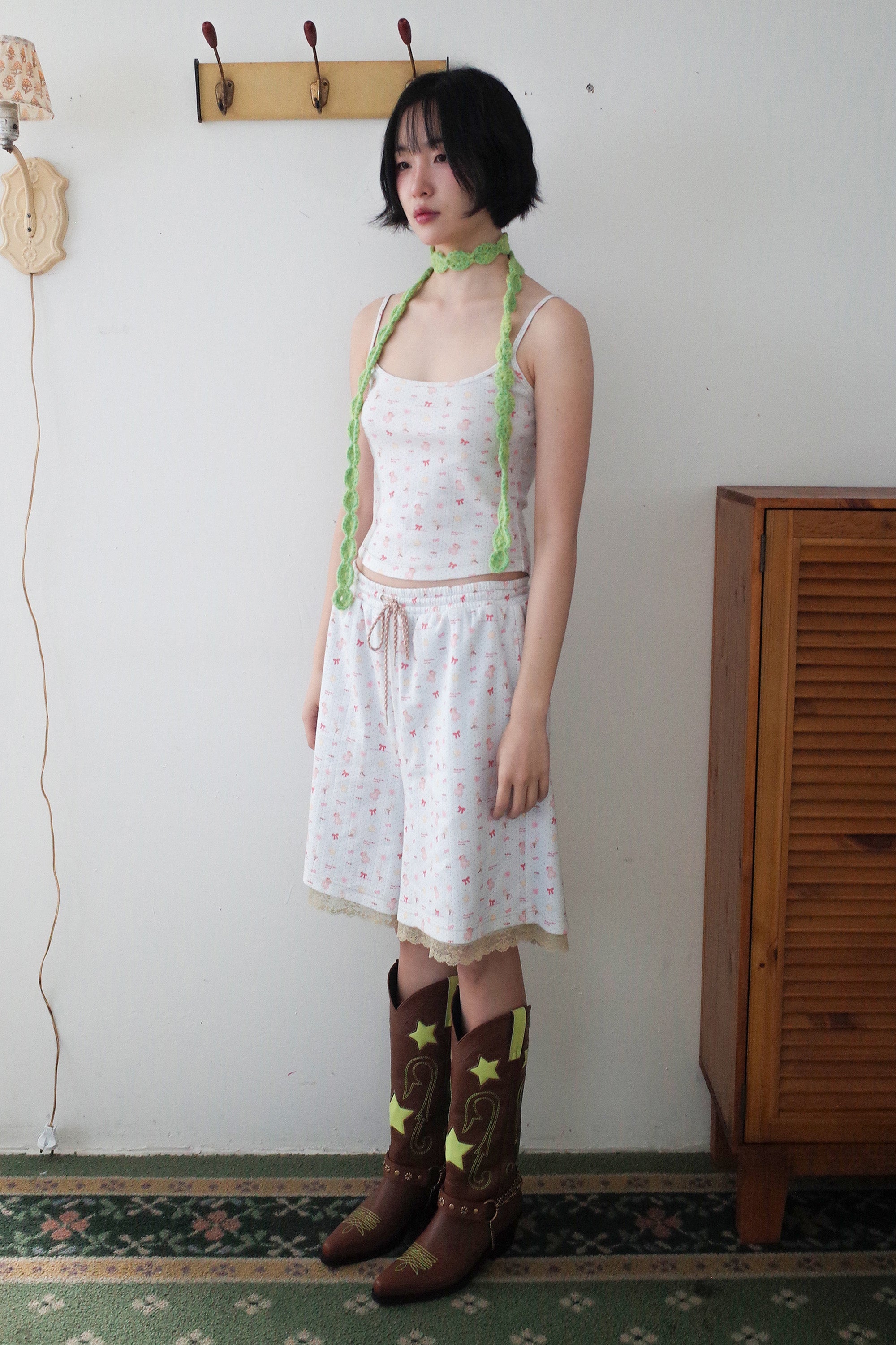 [12월 중순 출고]Teddy bear lace shorts blue