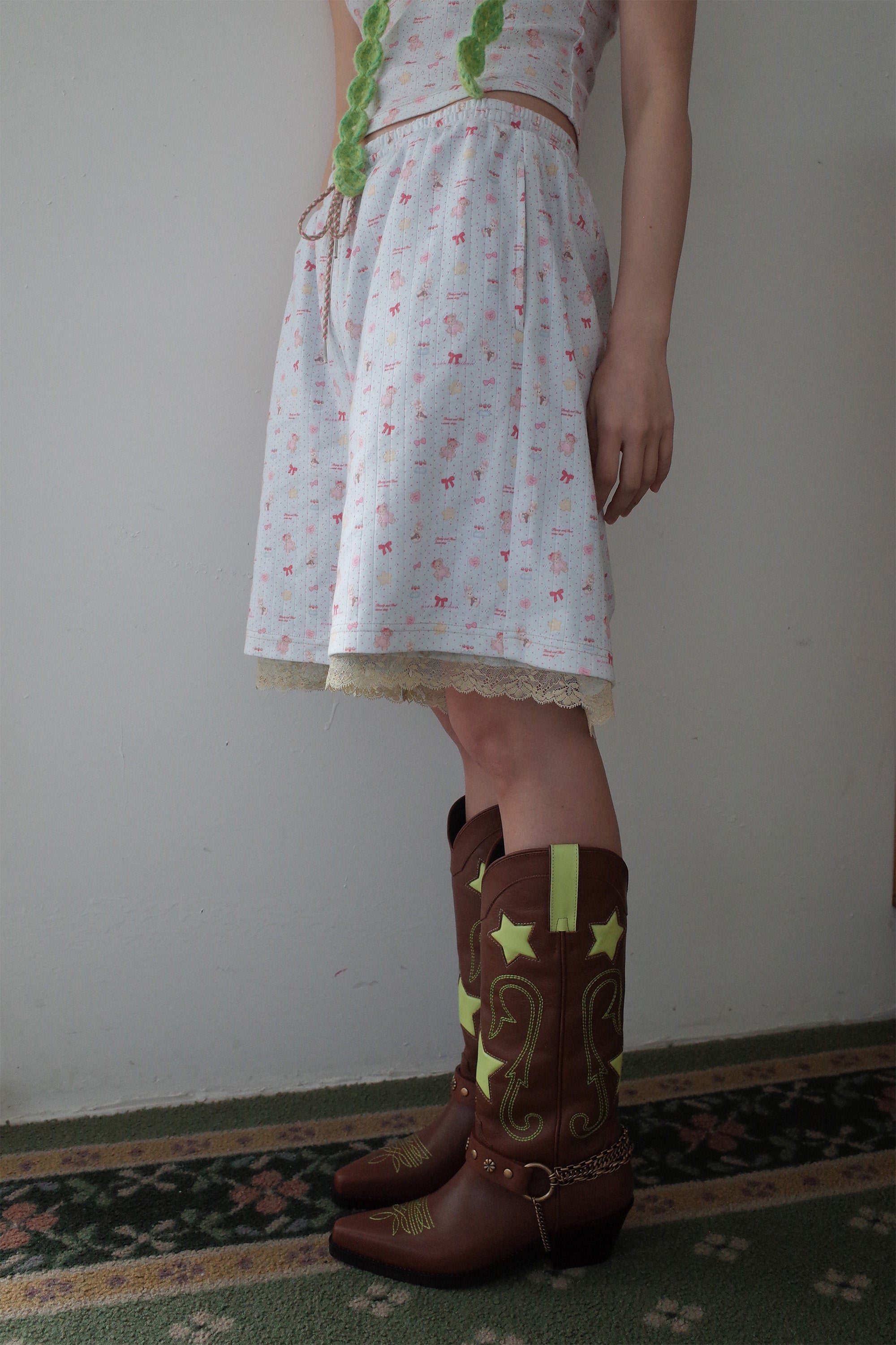 [12월 중순 출고]Teddy bear lace shorts blue