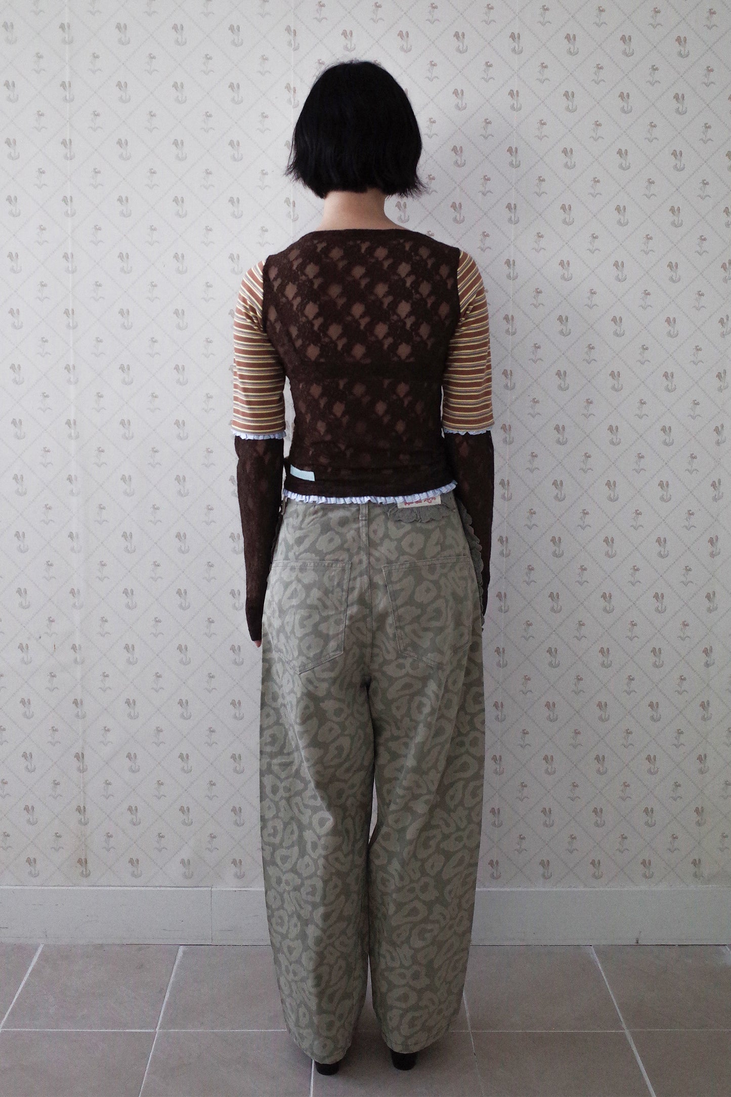 So Many Buttons Leopard Pants (Khaki)