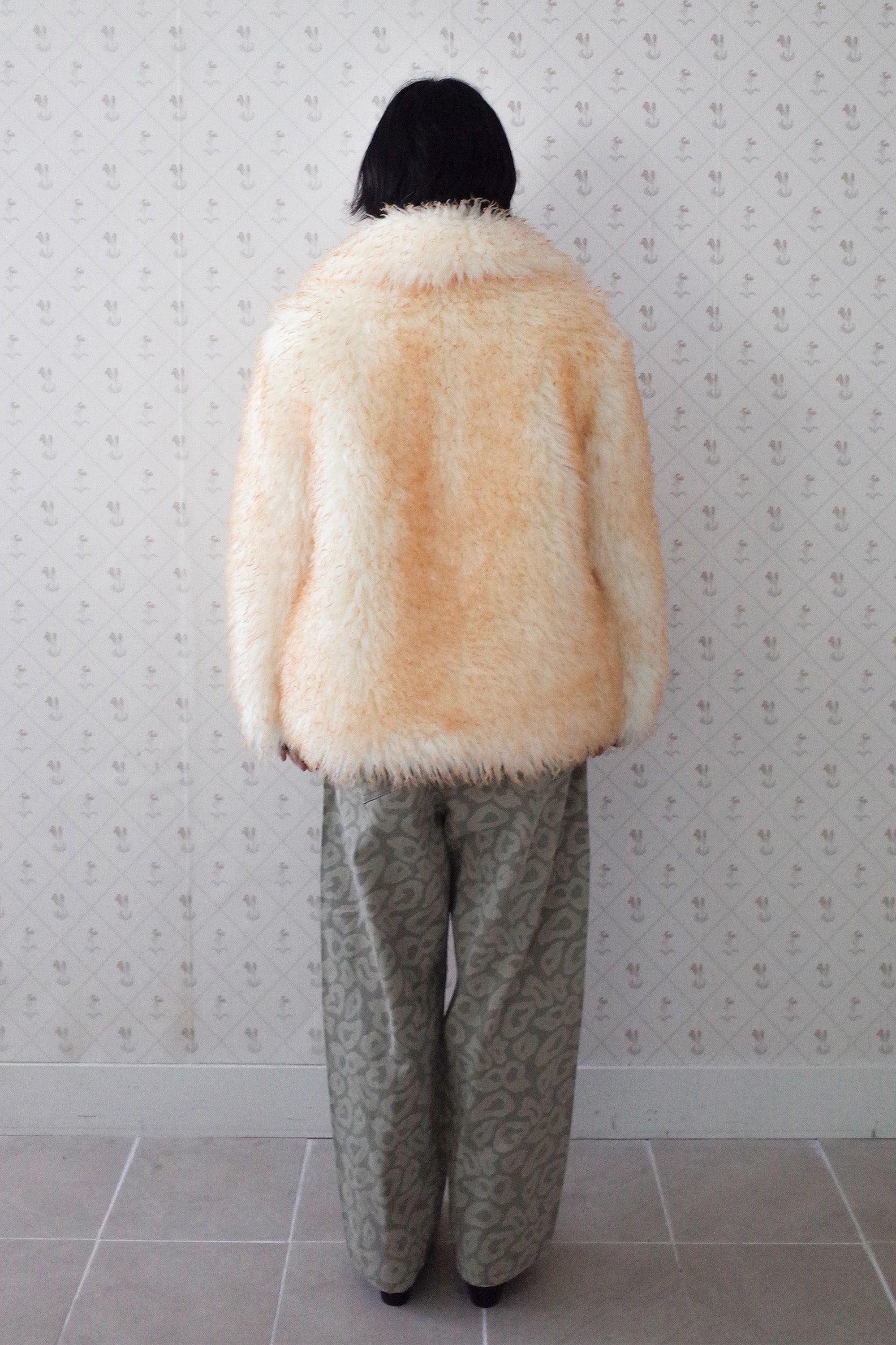 Fluffy furry fur jacket cream