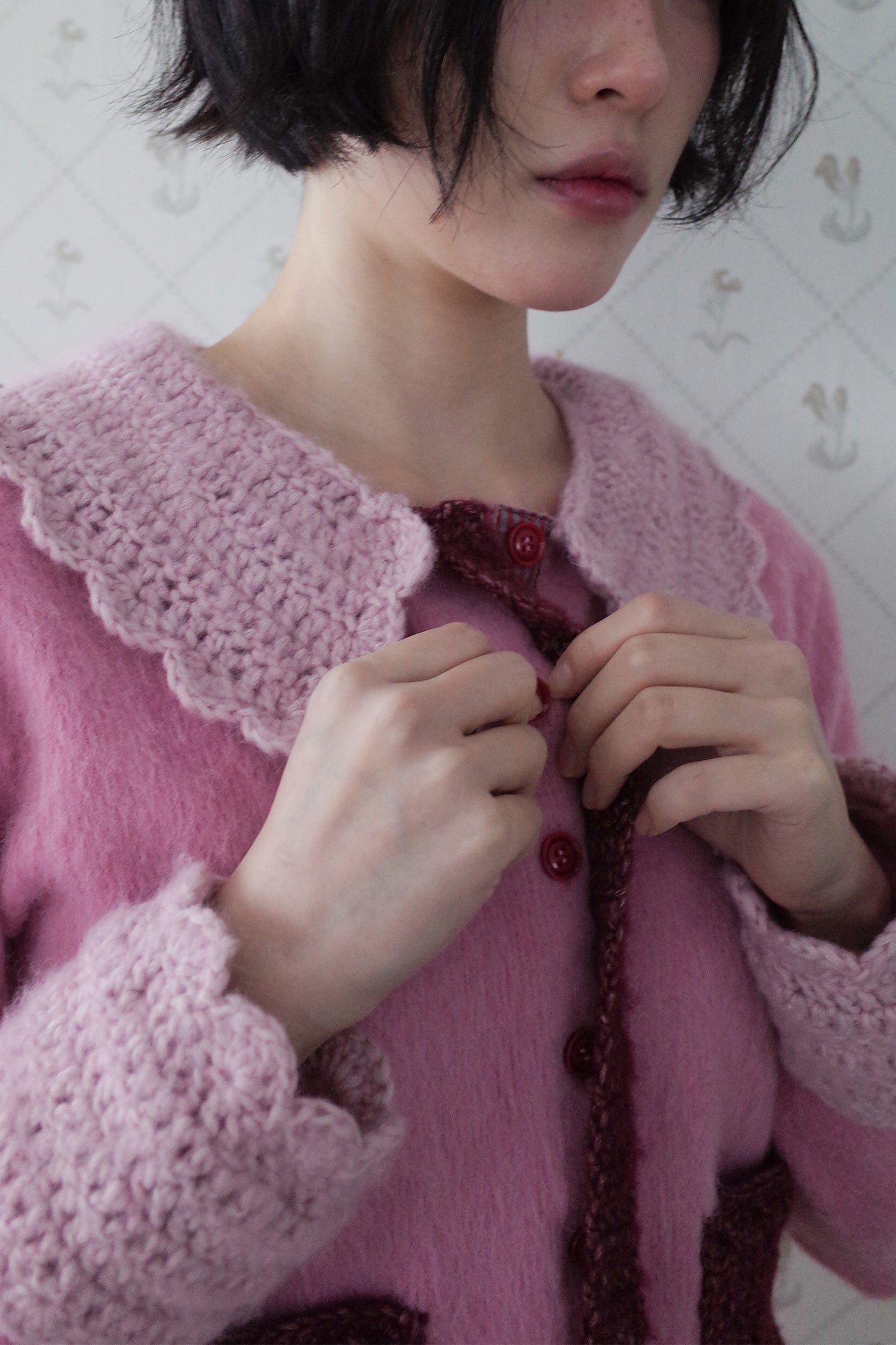 Crochet Peter Pan Cardigan (Pink)