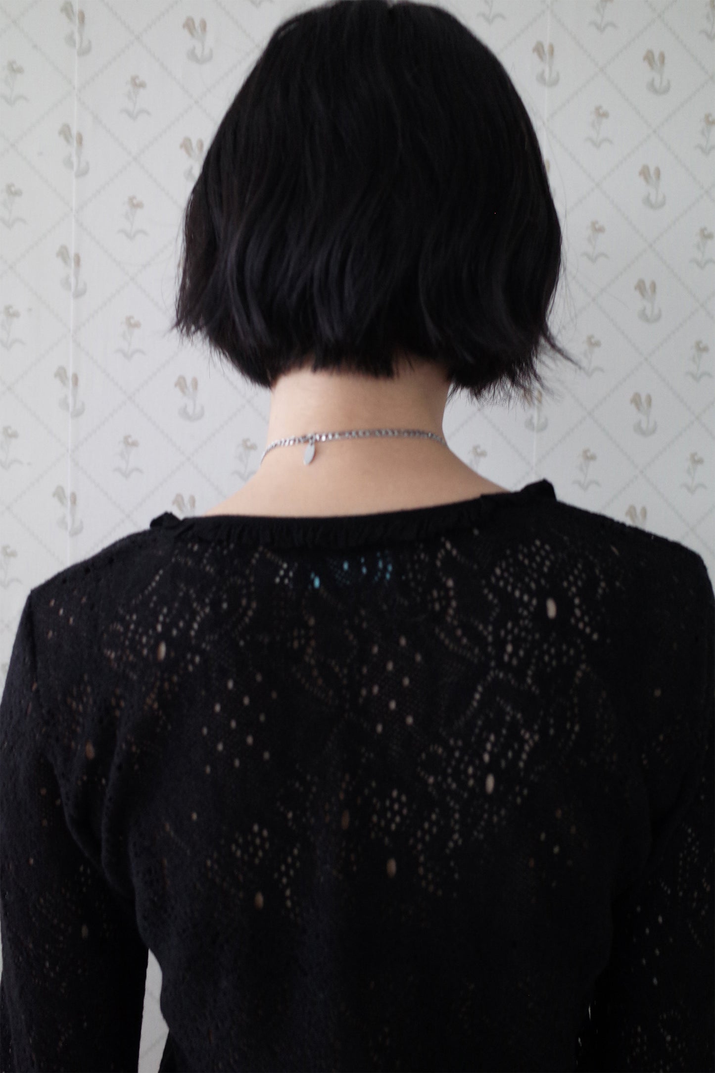 Brushed Lace Tunic Top (Black)