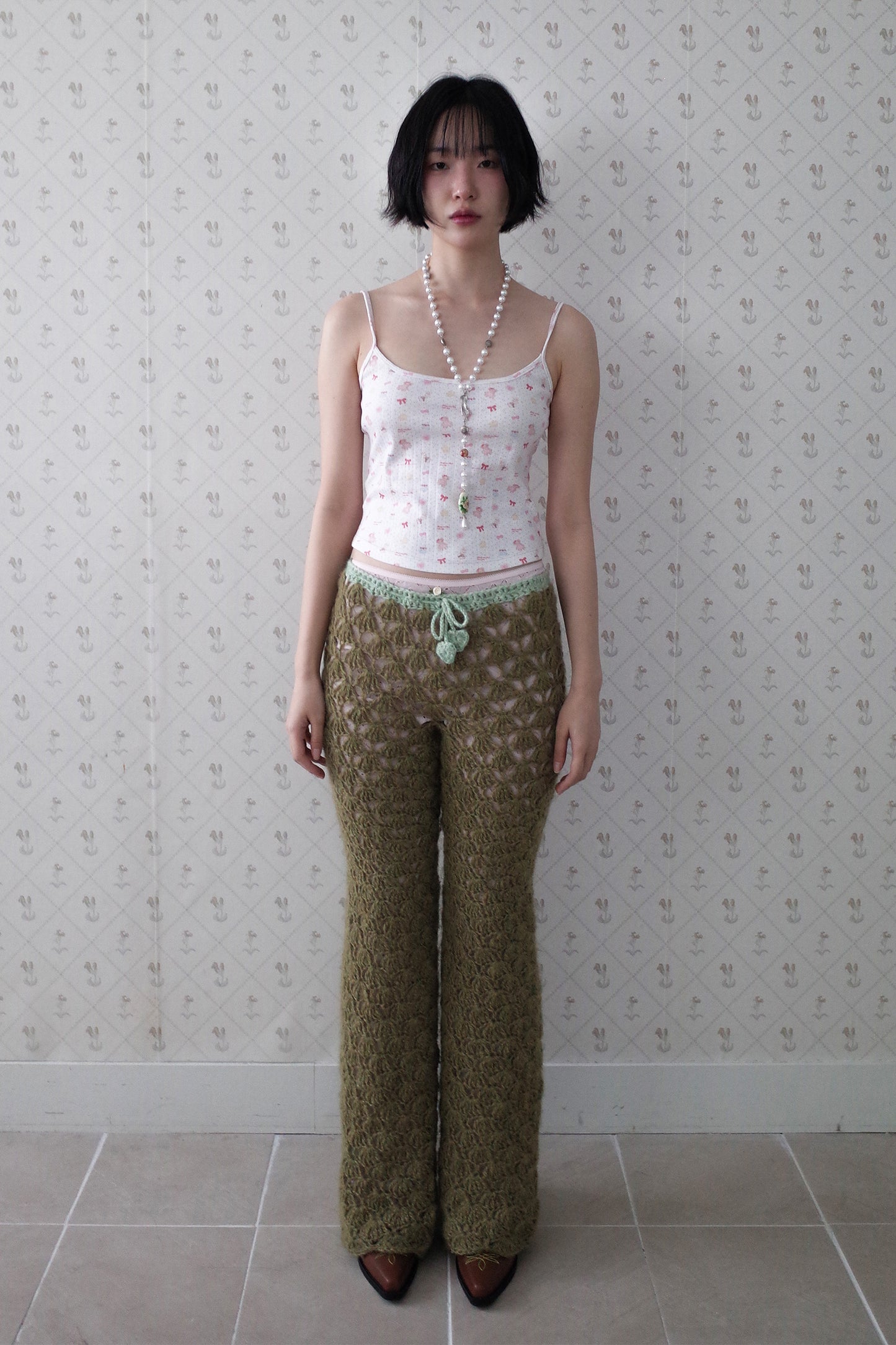 [Ordermade] Shell Crochet Boots-Cut Pants (Khaki)