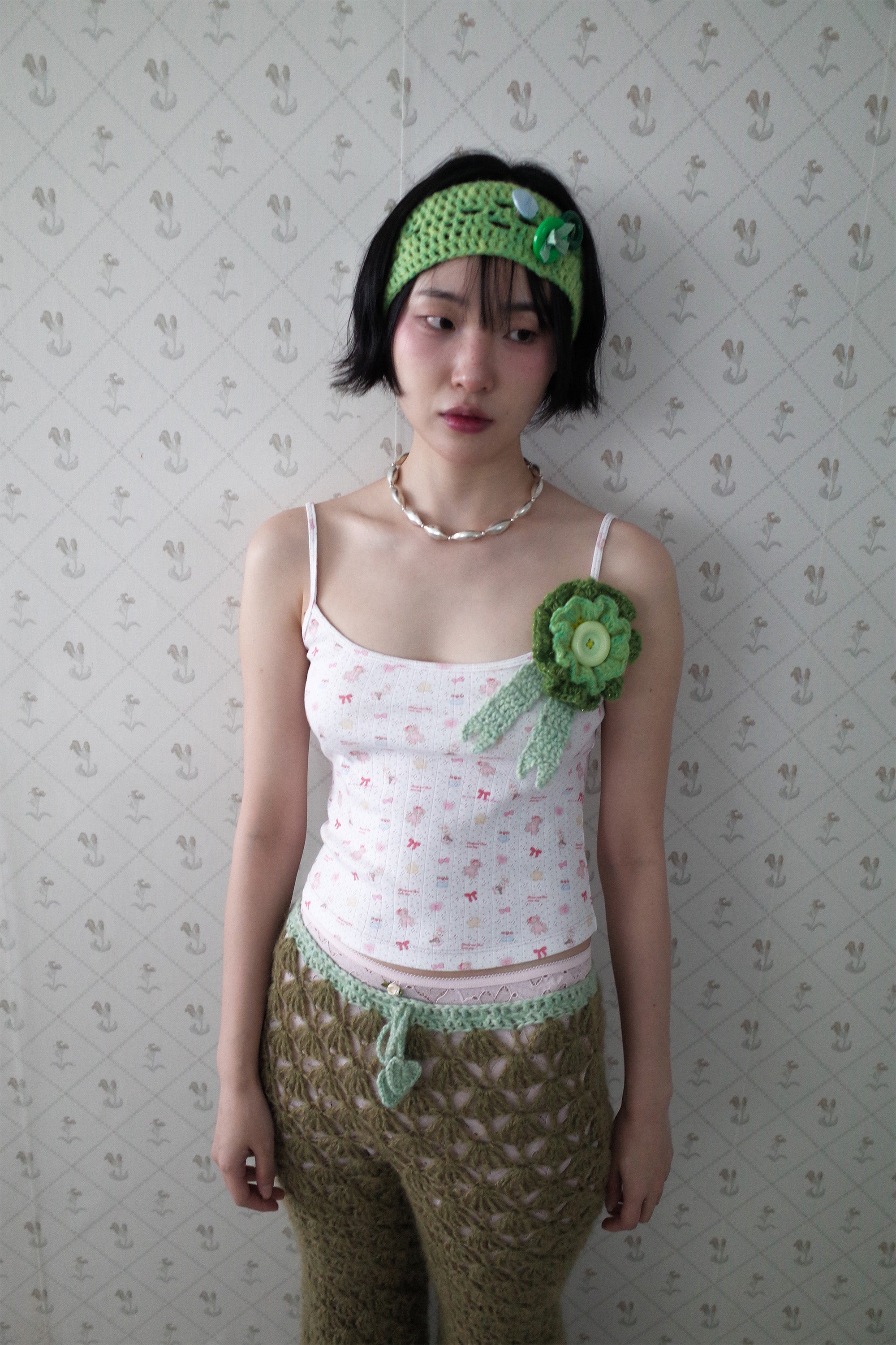 Buttons alpaca head band green