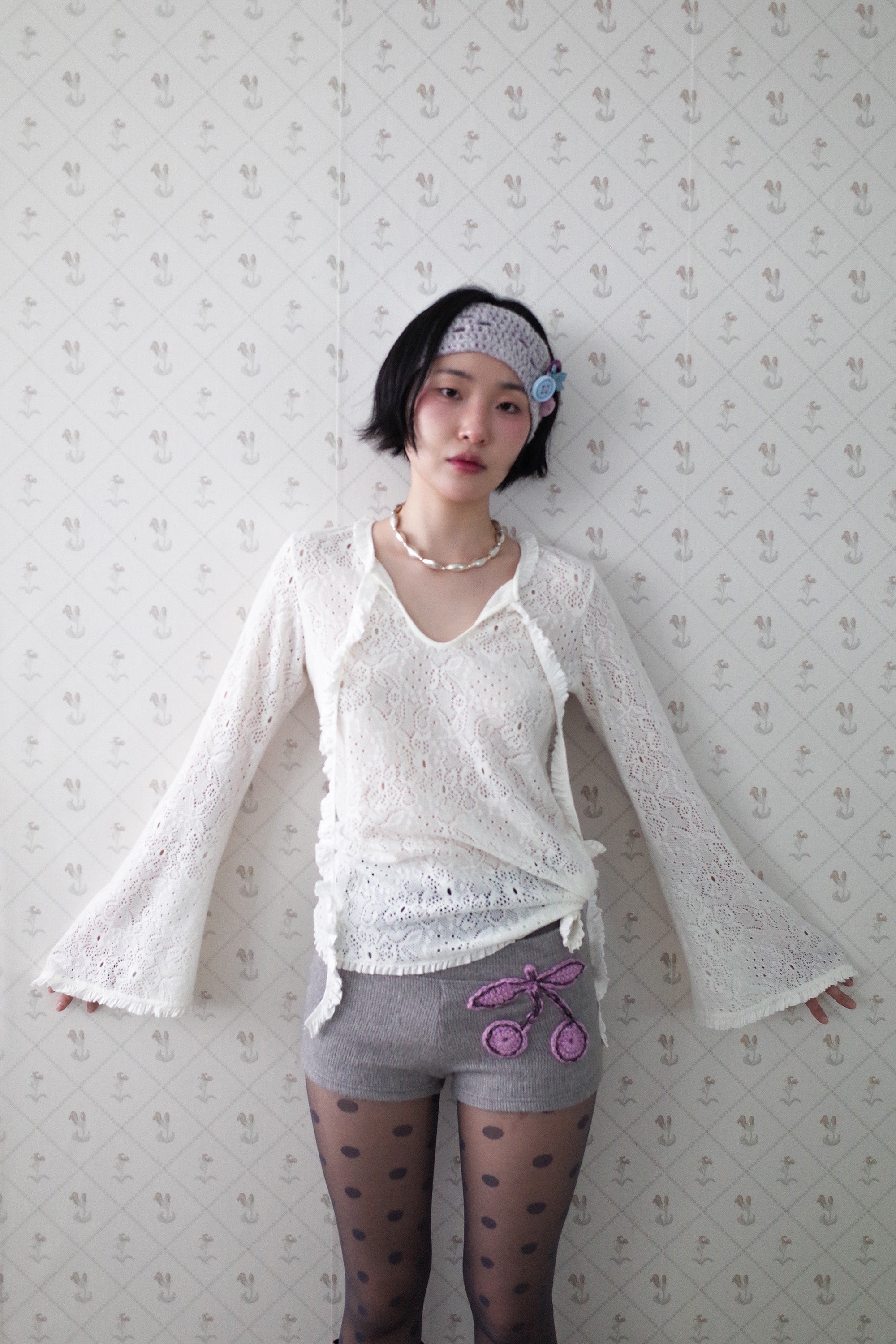 Buttons alpaca head band lavender