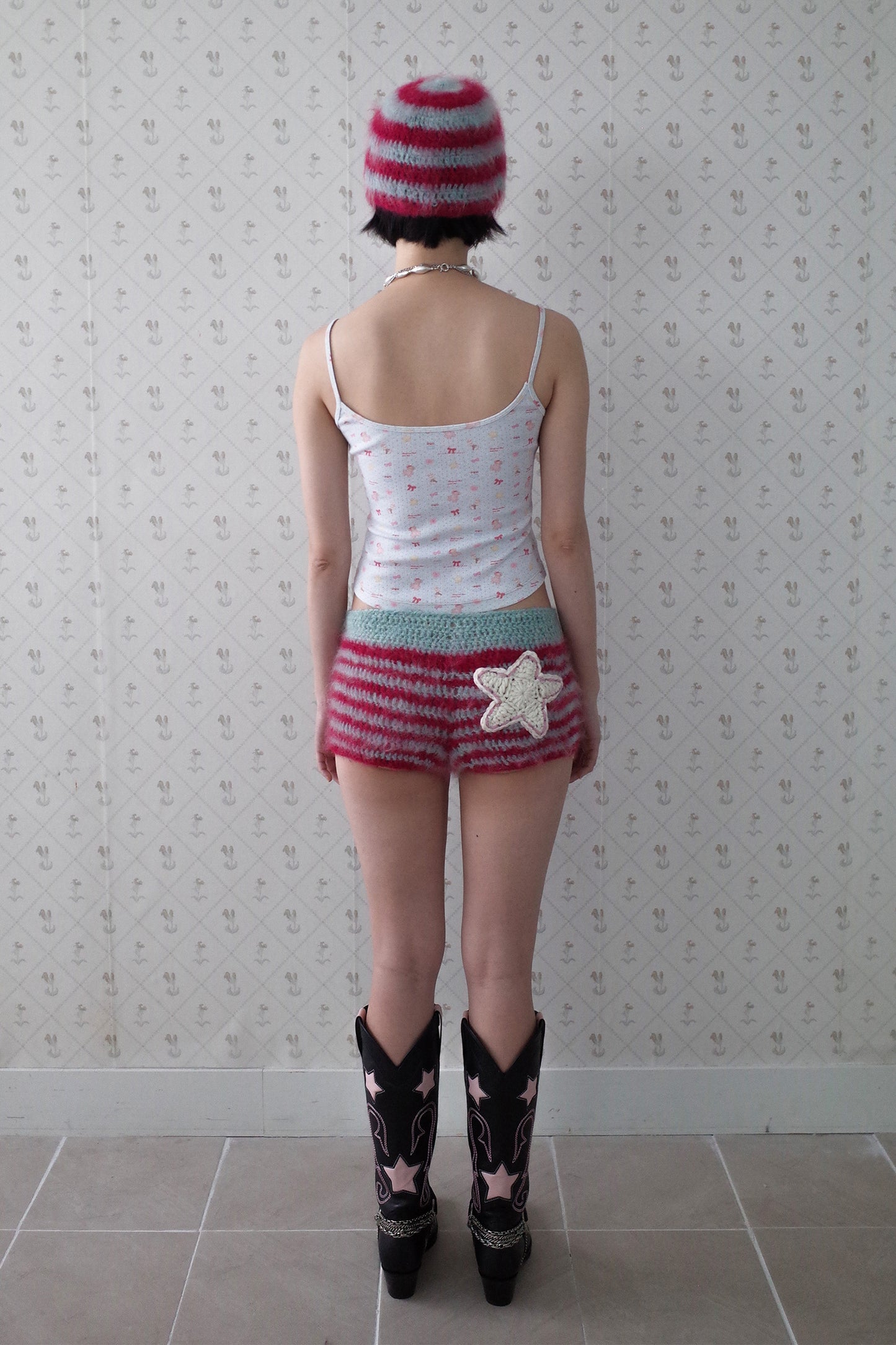 [Ordermade] Crochet Mohair Cherry Shorts (Pink)
