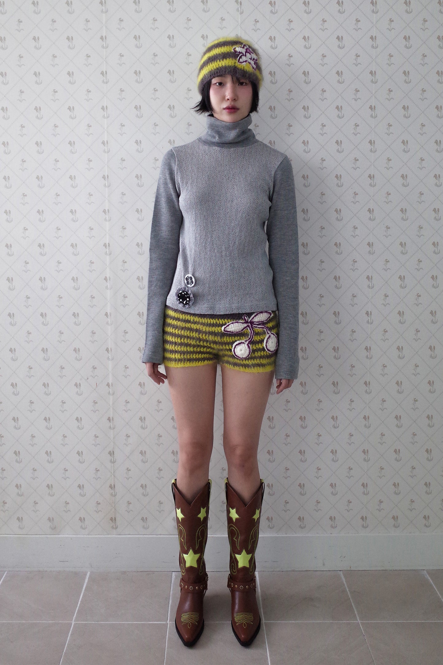 [Ordermade] Crochet Mohair Cherry Shorts