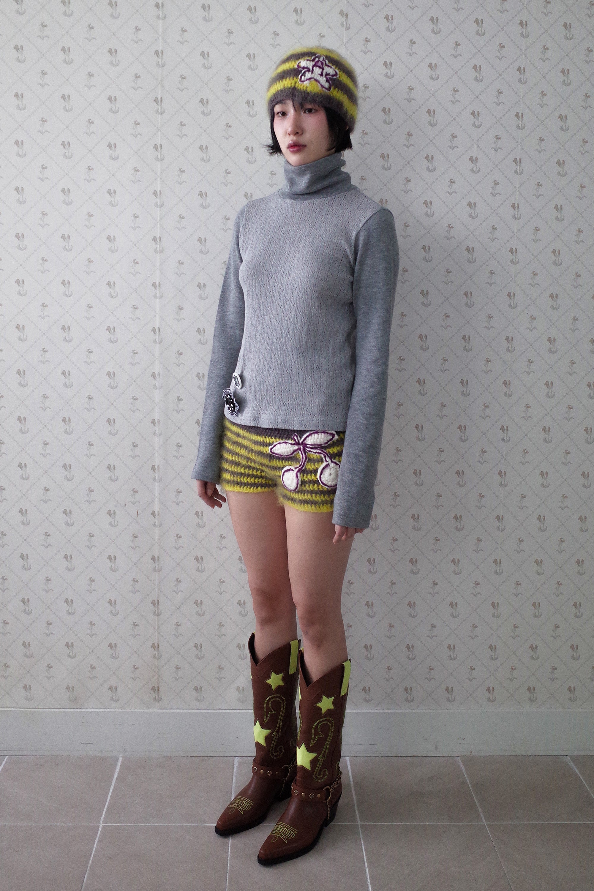 [12월초 출고]Soft wool turtle neck top grey