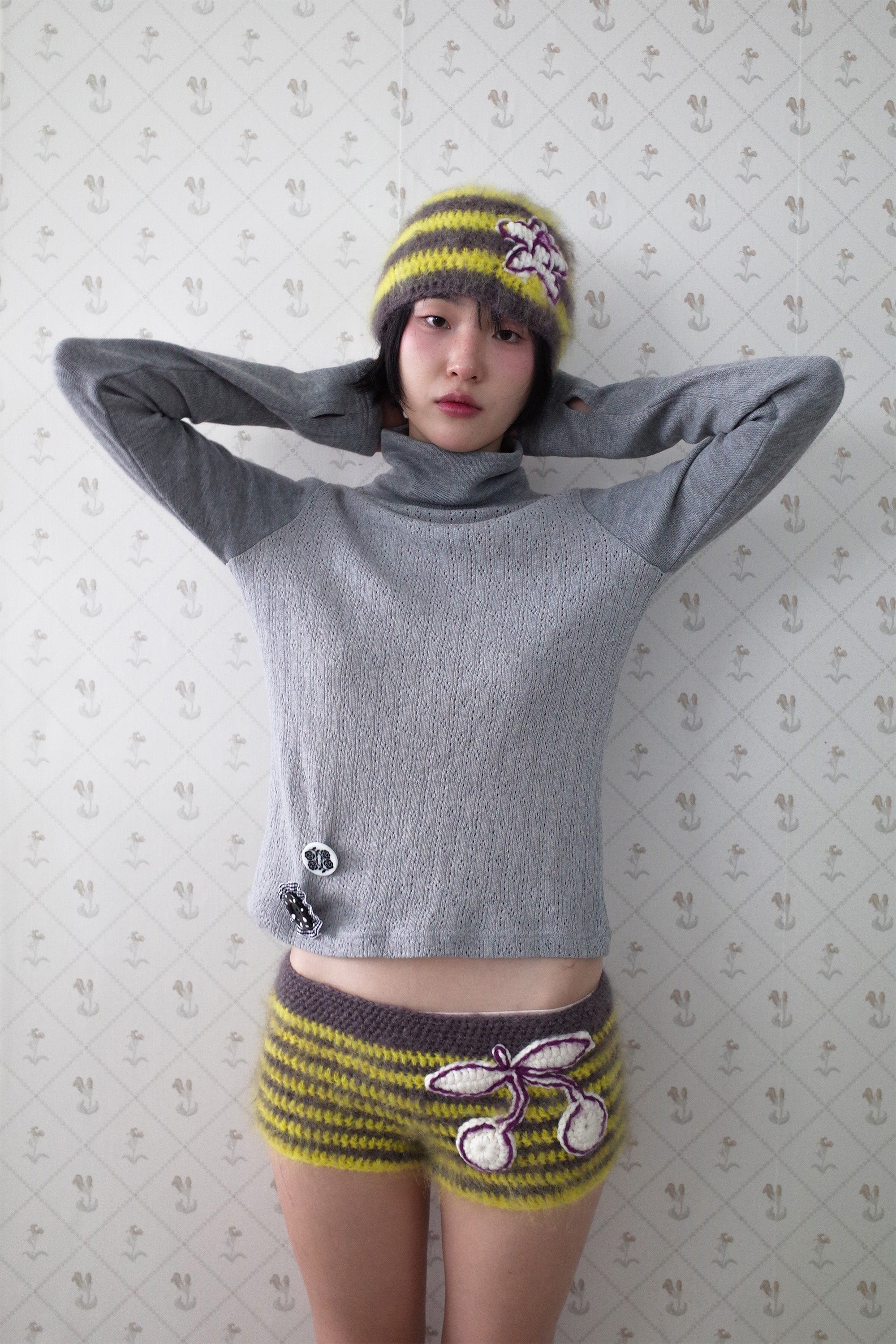 [12월초 출고]Soft wool turtle neck top grey