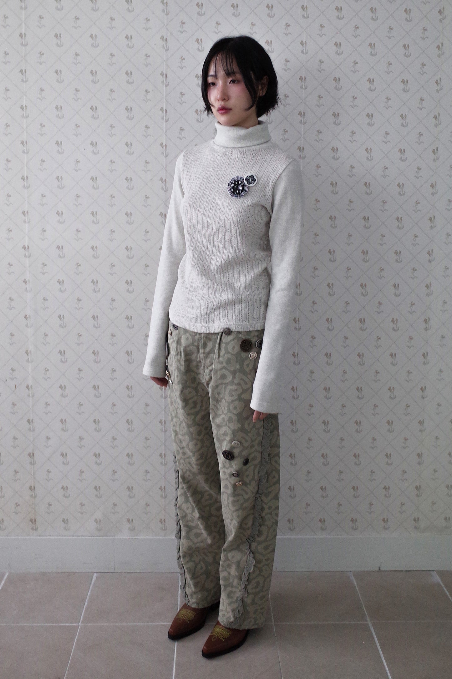 Soft Wool Turtle Neck Top (Oatmeal)