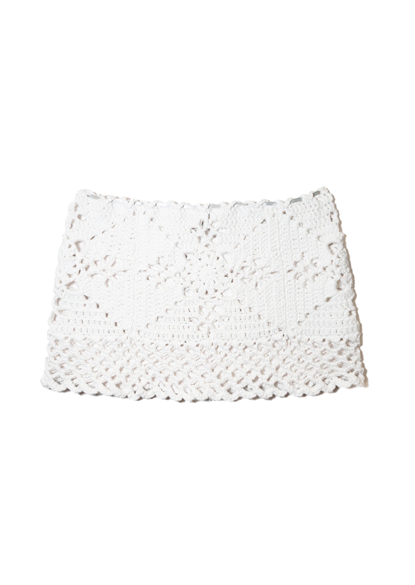 Cotton Crochet Mini Skirt (White)