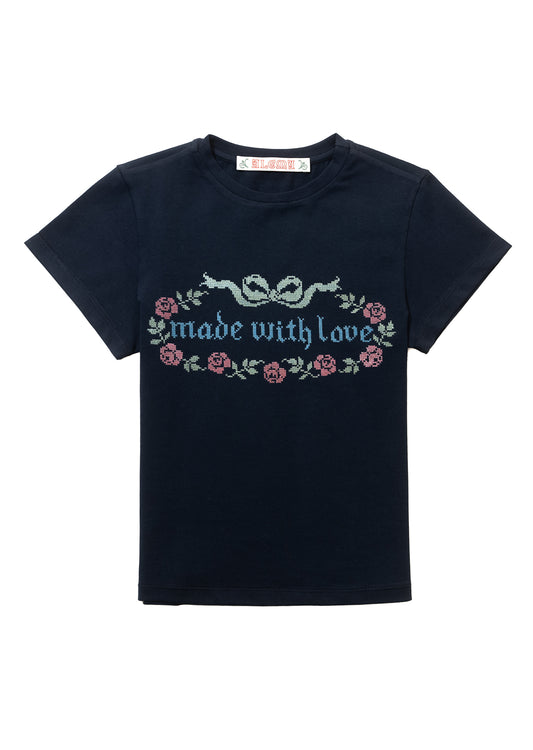 Cross Stitch Made With Love T (Navy)