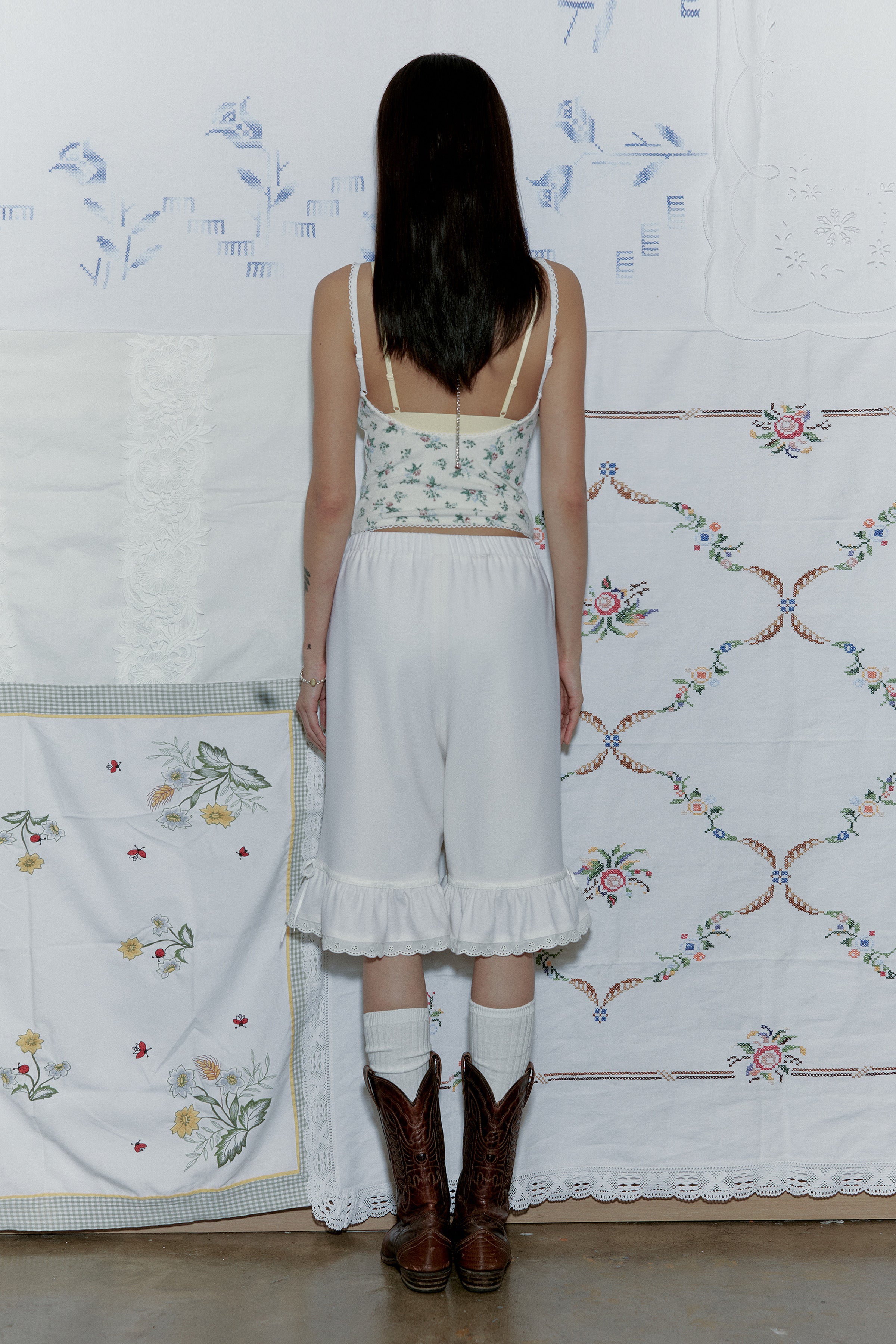 VINTAGE FLOWER TERRY SLIP_CREAM