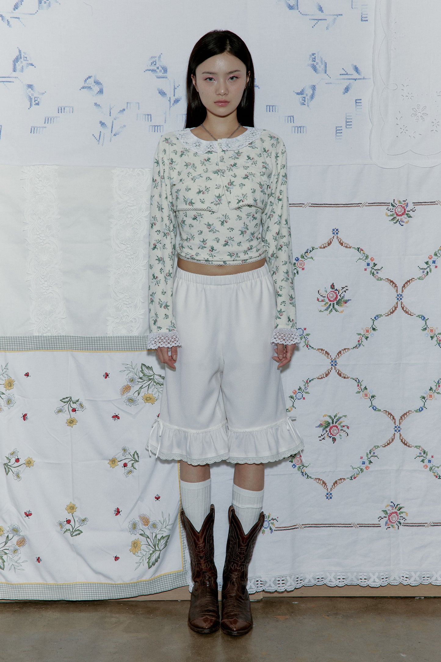 Vintage Flower Terry Cardigan (Cream)