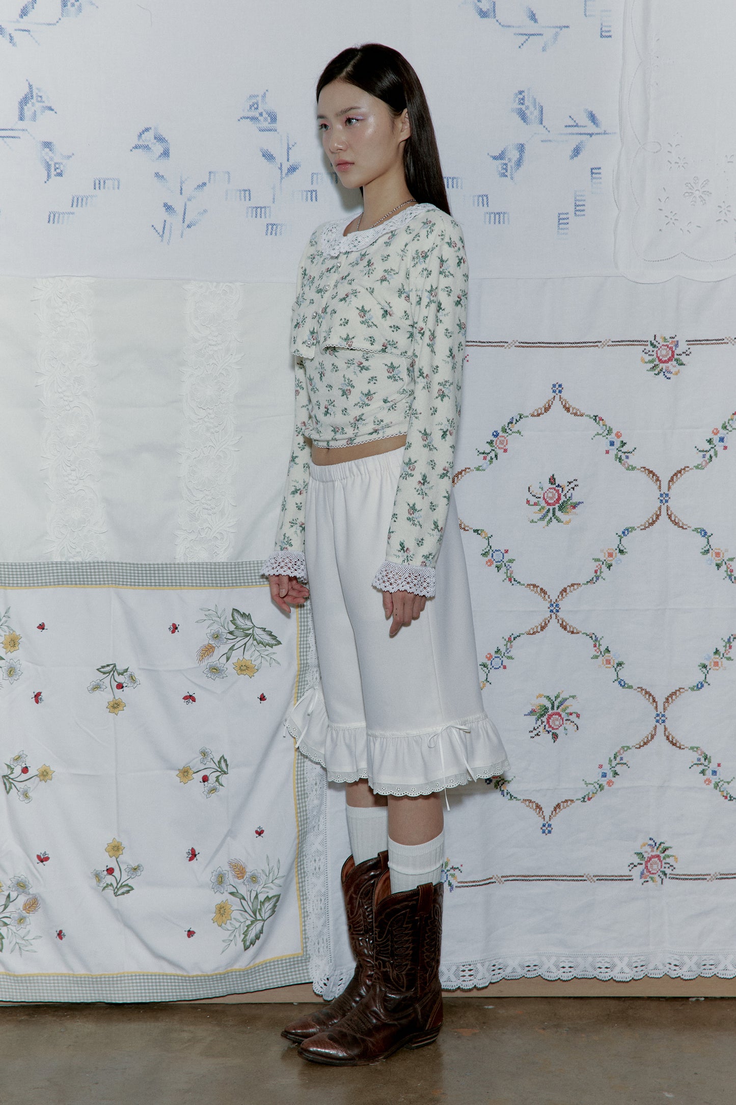 Vintage Flower Terry Cardigan (Cream)