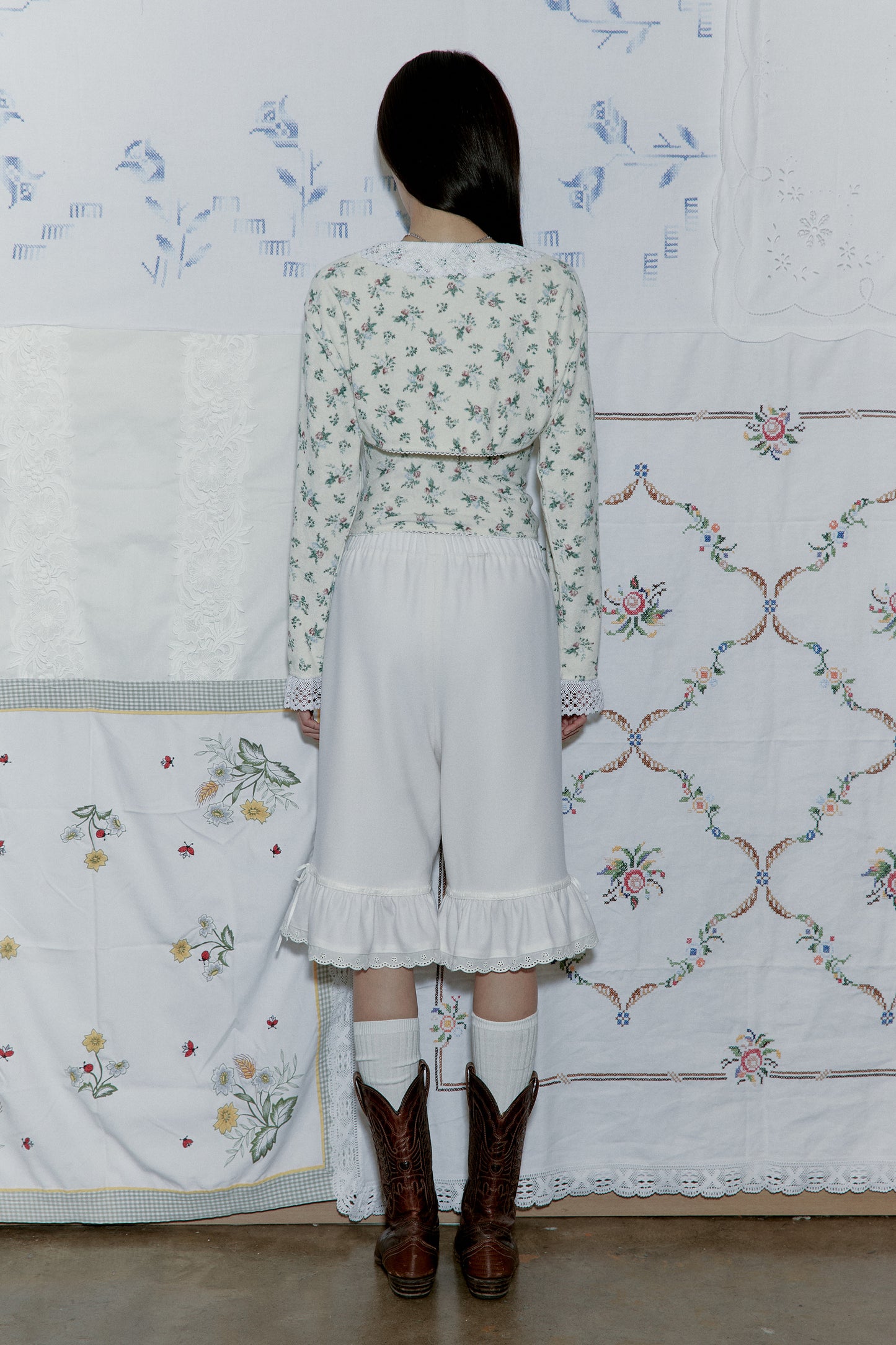 Vintage Flower Terry Cardigan (Cream)