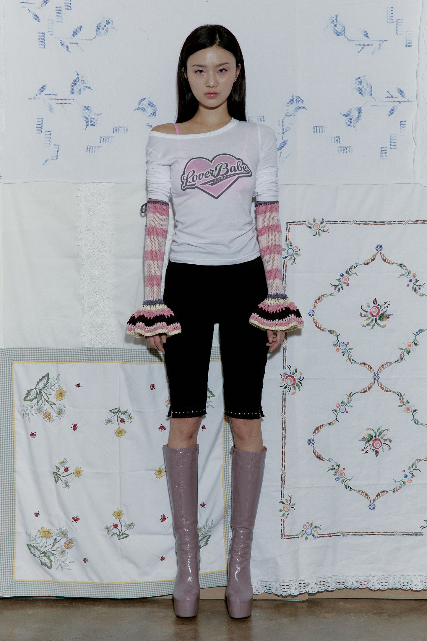 Tweed Wool Arm Warmer (Pink)