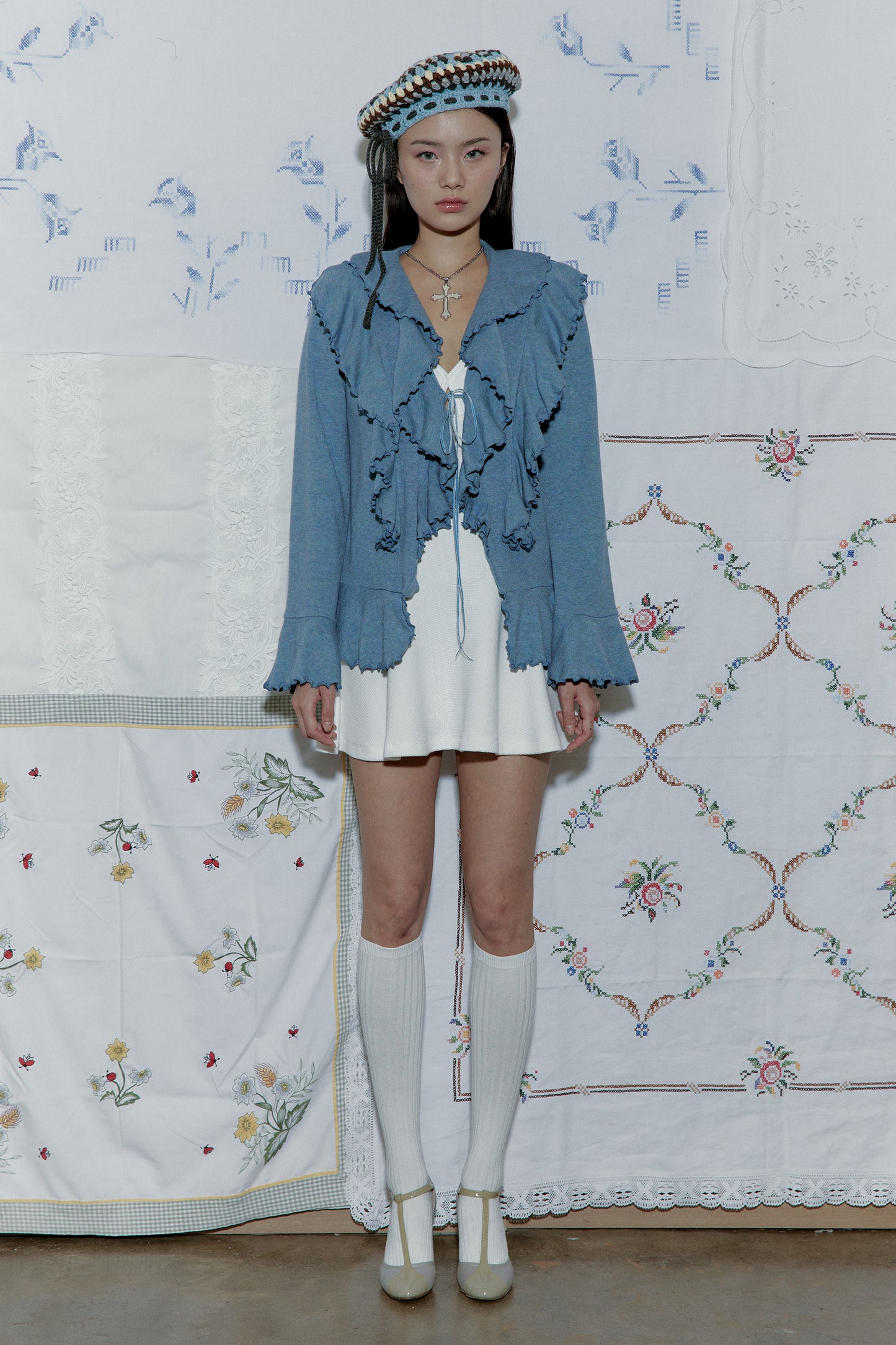 Hippie Ruffle Cardigan (Blue)