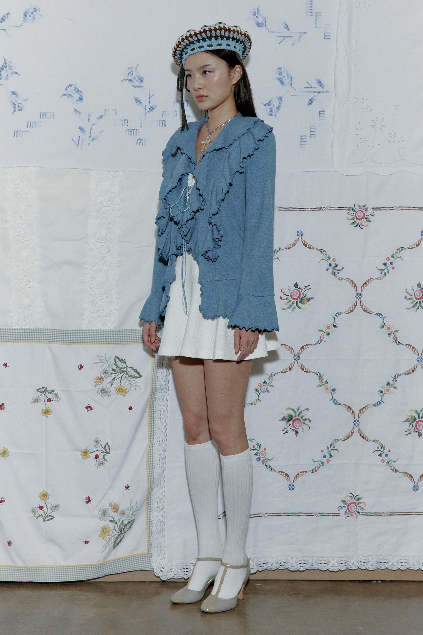 Hippie Ruffle Cardigan (Blue)