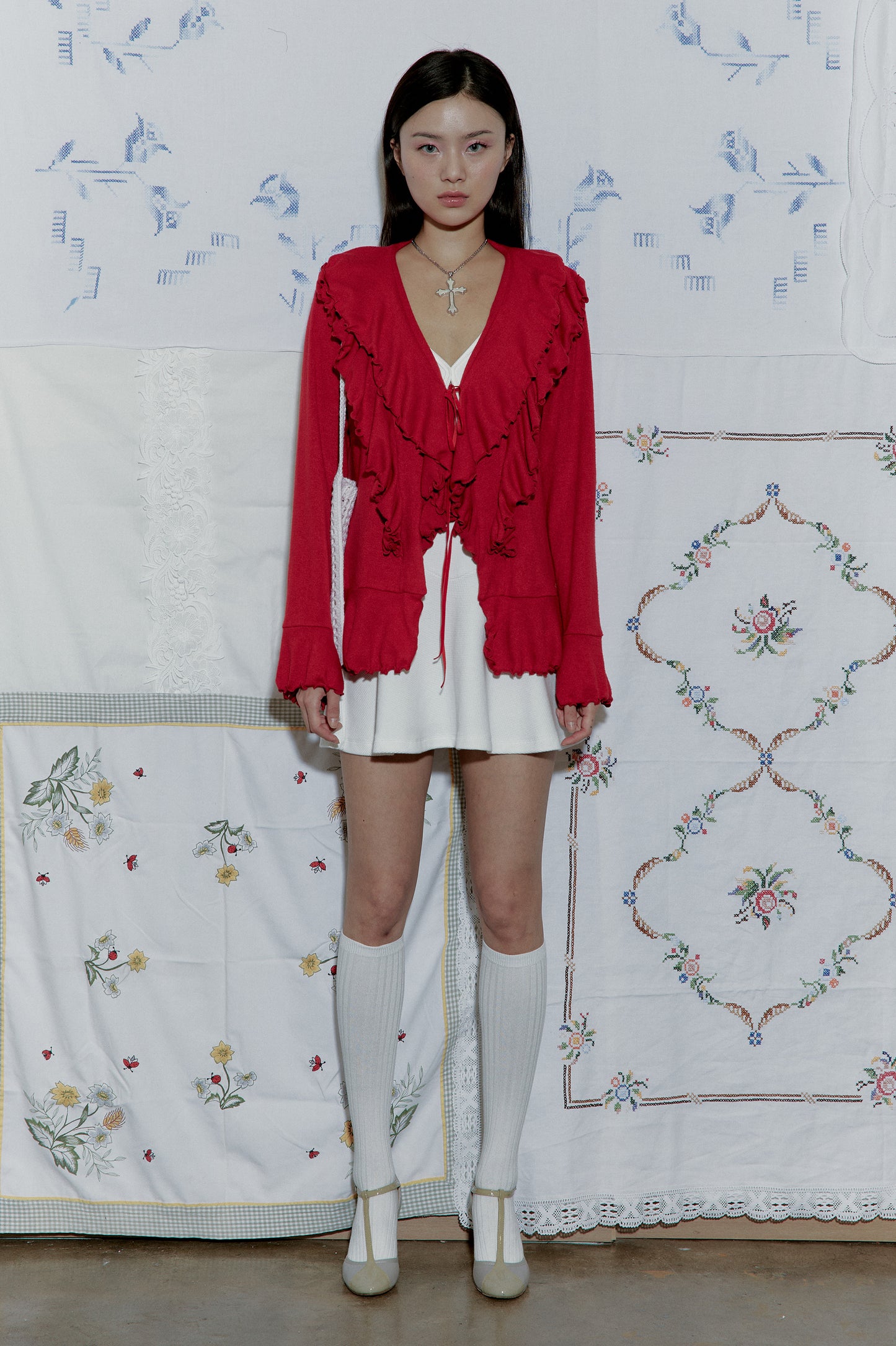 Hippie Ruffle Cardigan (Red)