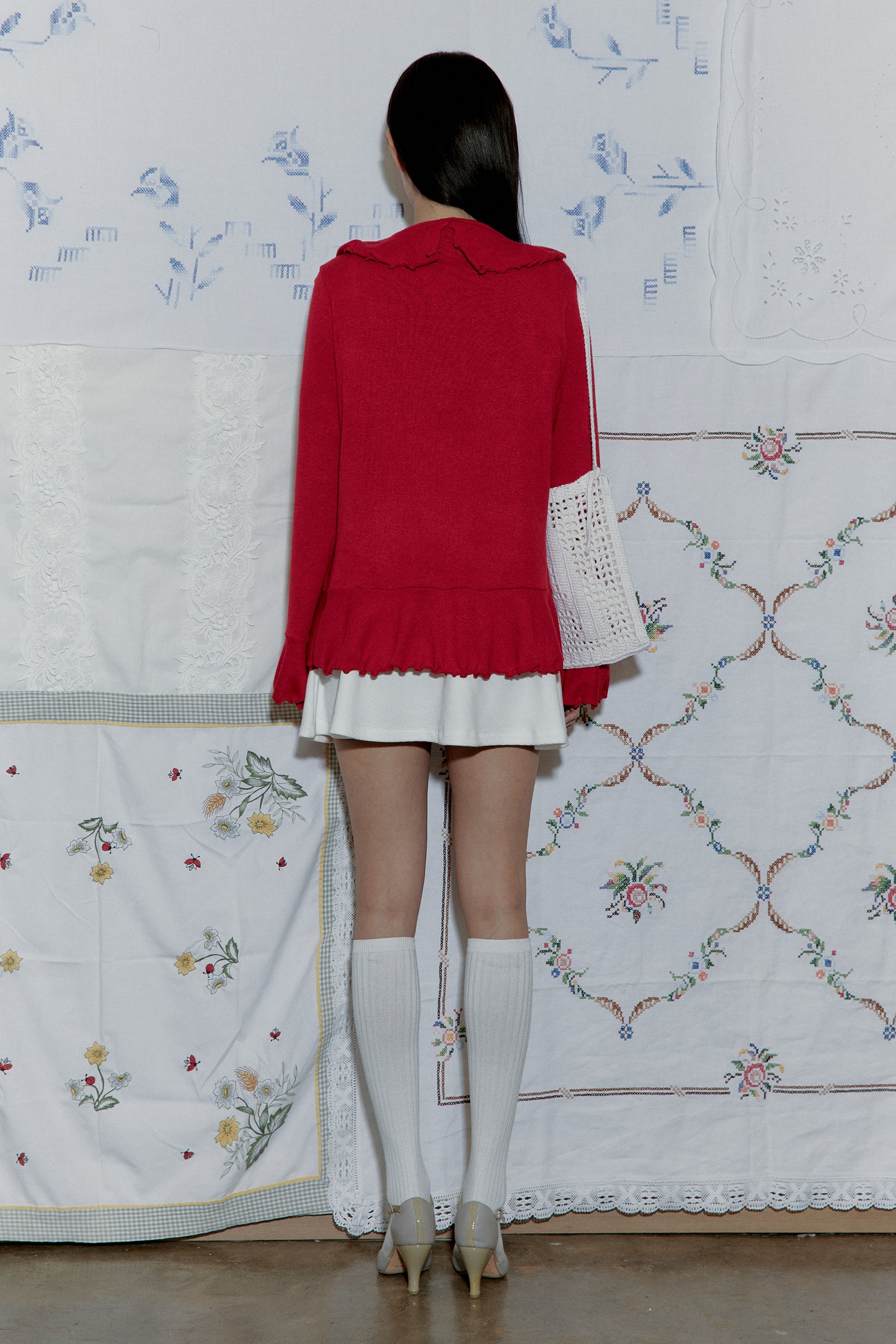 Hippie Ruffle Cardigan (Red)