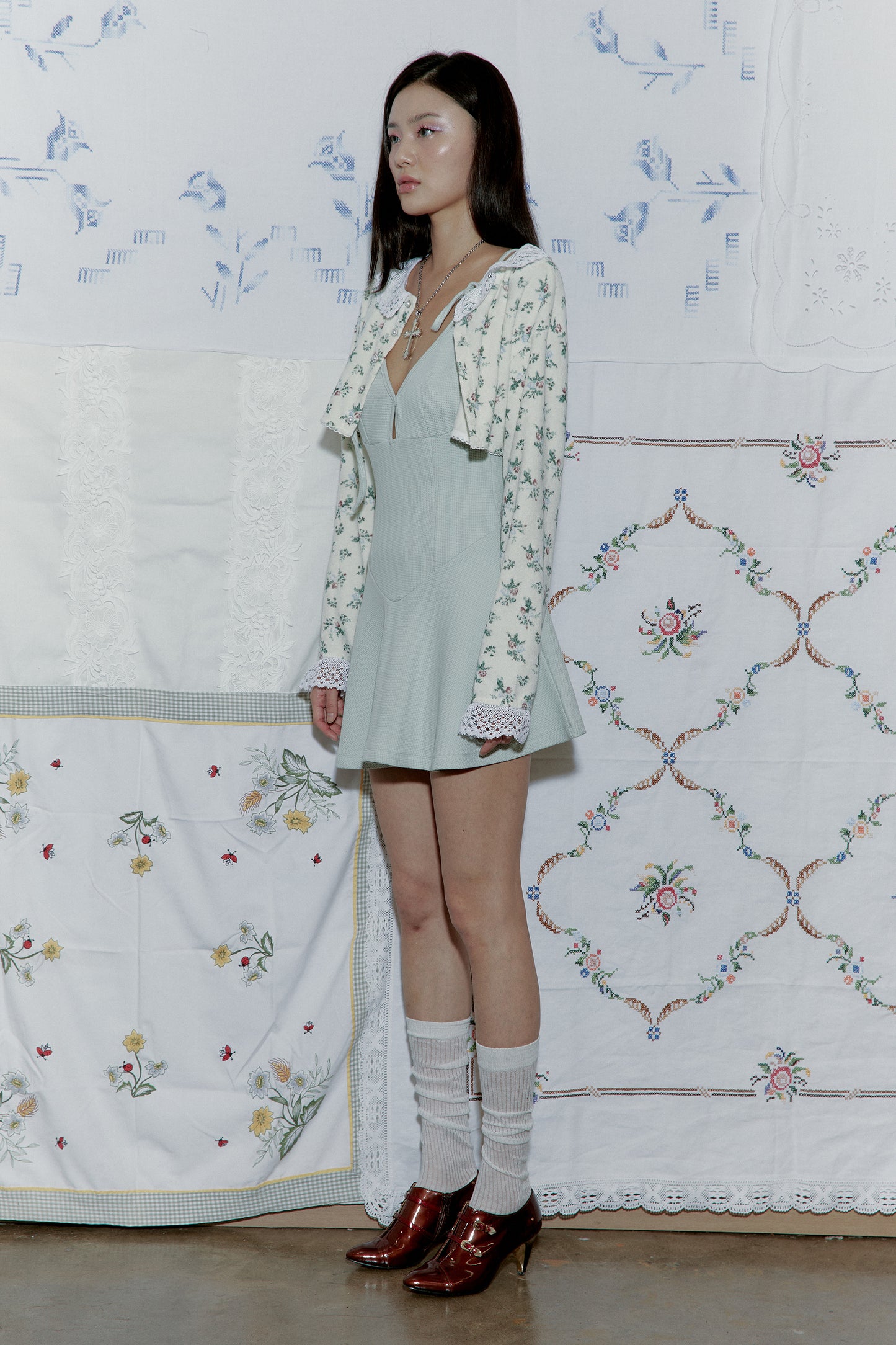 Vintage Flower Terry Cardigan (Cream)