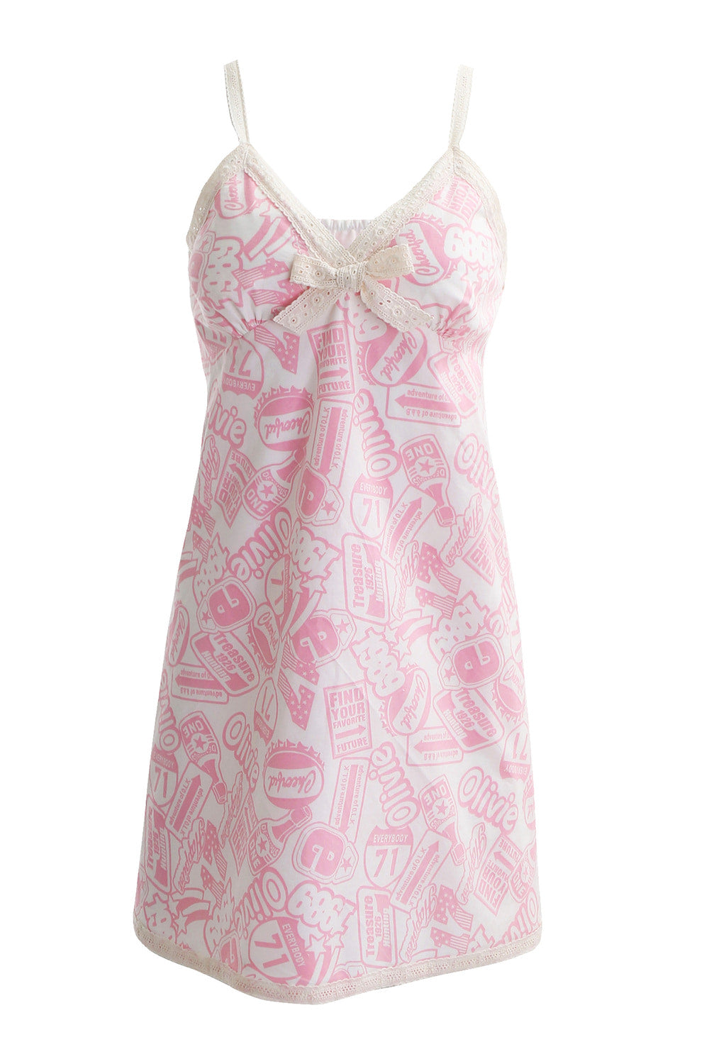 Lettering slip dress pink