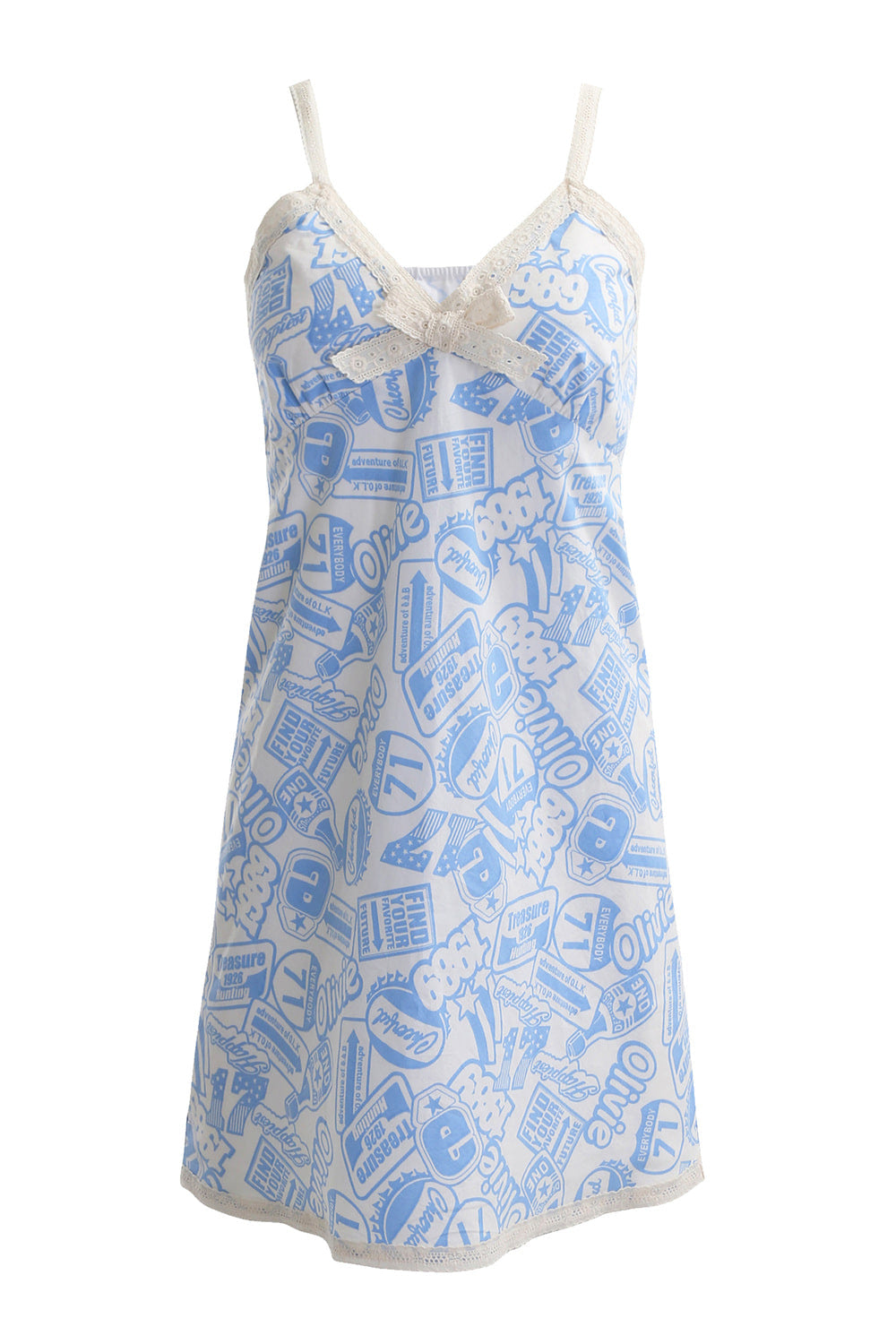 Lettering Slip Dress (Blue)