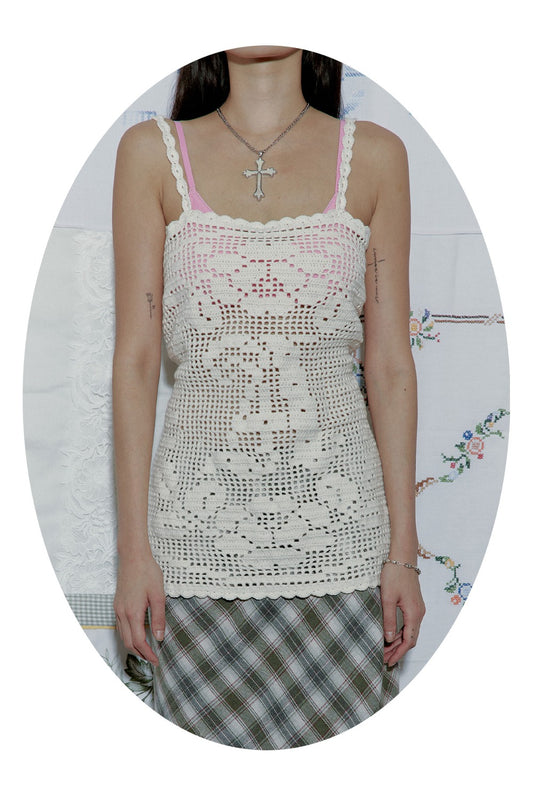 Filet Crochet Top (Ecru)
