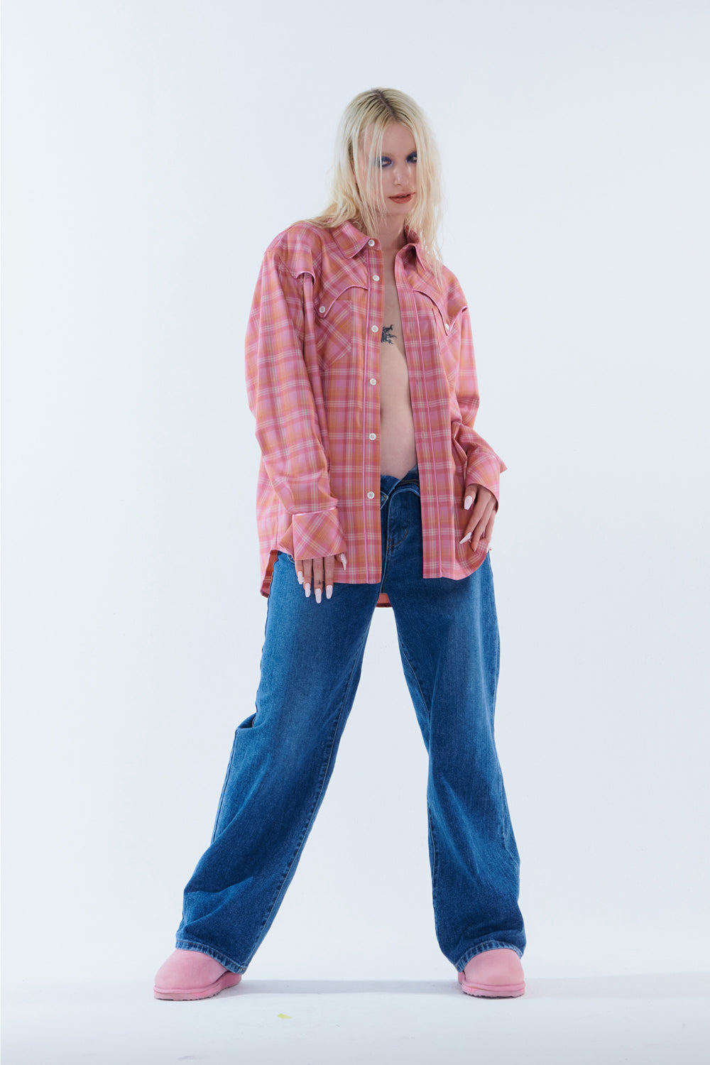 Check Pattern Western Shirts (Pink)
