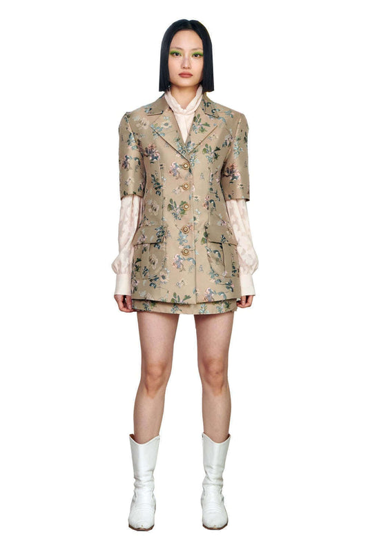 Full Flower Half Sleeve Jacket (Beige)