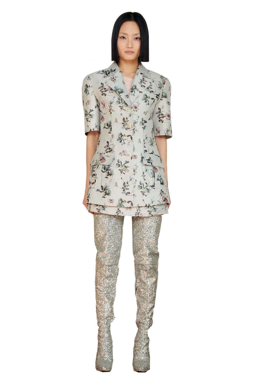 Full flower half sleeve jacket grey