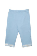 Side Hole Capri Pants (Light Blue)