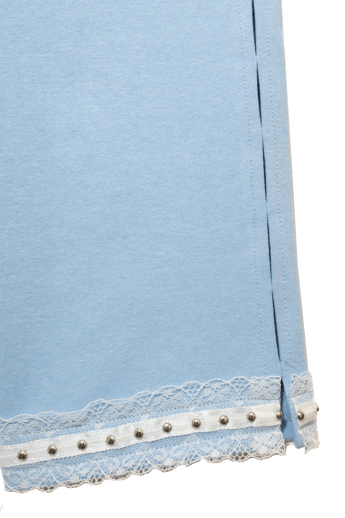 Side Hole Capri Pants (Light Blue)