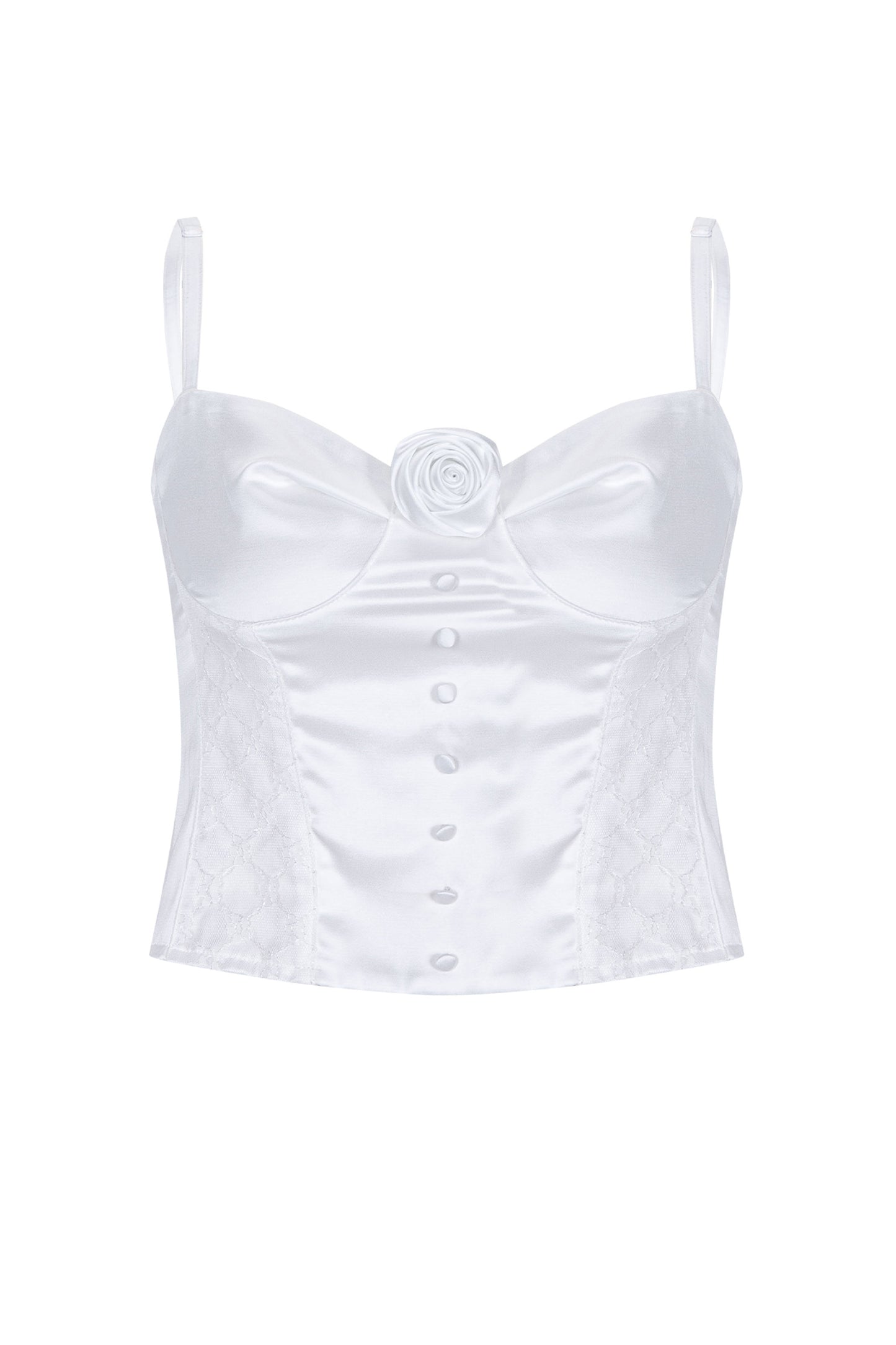 Silky Rose Corset Bustier (White)