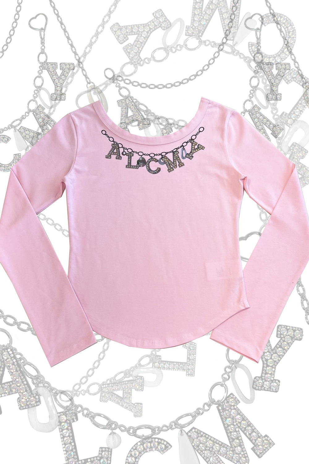 ALCMY chain boat neck T / PINK
