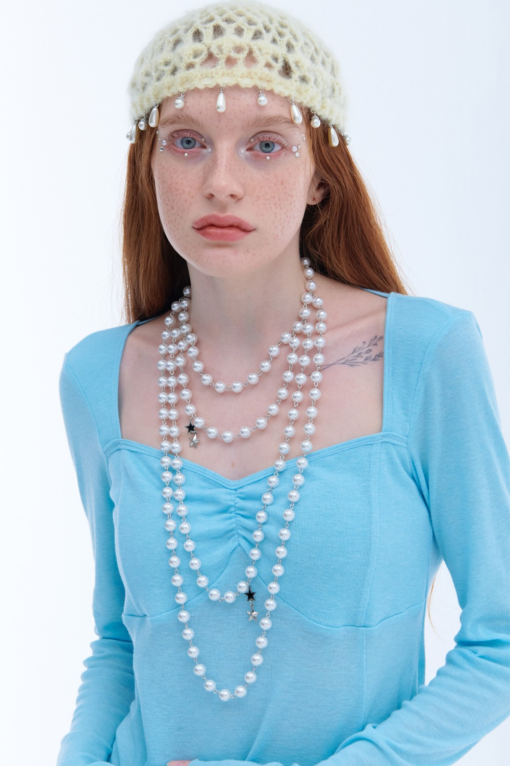 Layered pearl drop necklace