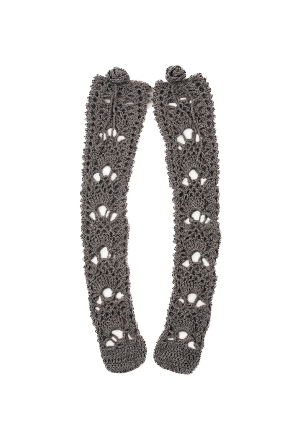 Crochet wool knee socks (CHARCOAL)
